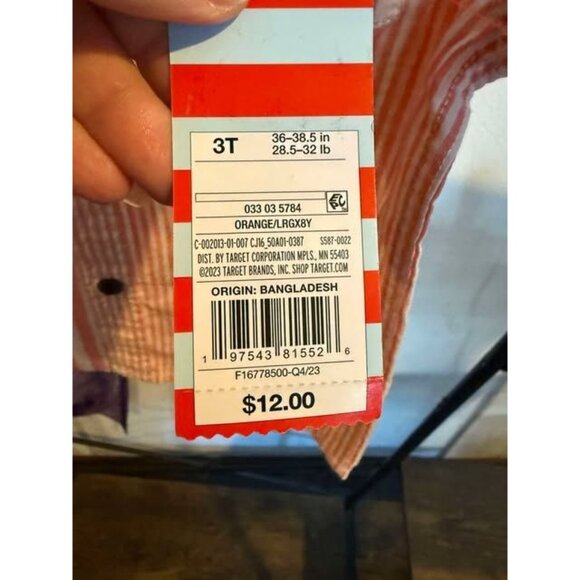 Toddler Boys Orange Stripe Button-Up Shirt 3T By Cat & Jack™ - Picture 3 of 3